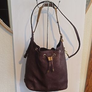 Coach Purple Pebble Leather Bucket Bag with Gold Hardware Hobo Slouchy Sz.Large